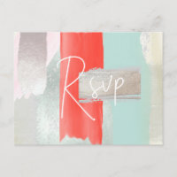 PixDezines Modern Coral Seafoam RSVP w/Meal Choice