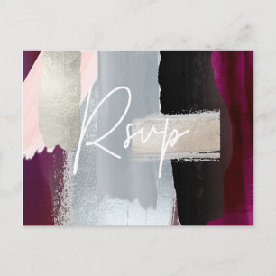 PixDezines Modern Dahlia Red RSVP w/Meal Choice Invitation Postcard