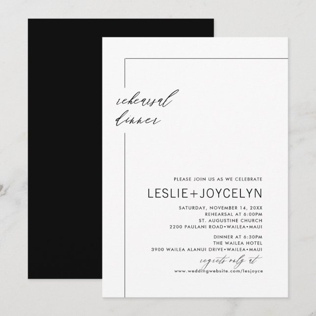 PixDezines Modern Minimal Rehearsal Dinner Invitation (Front/Back)