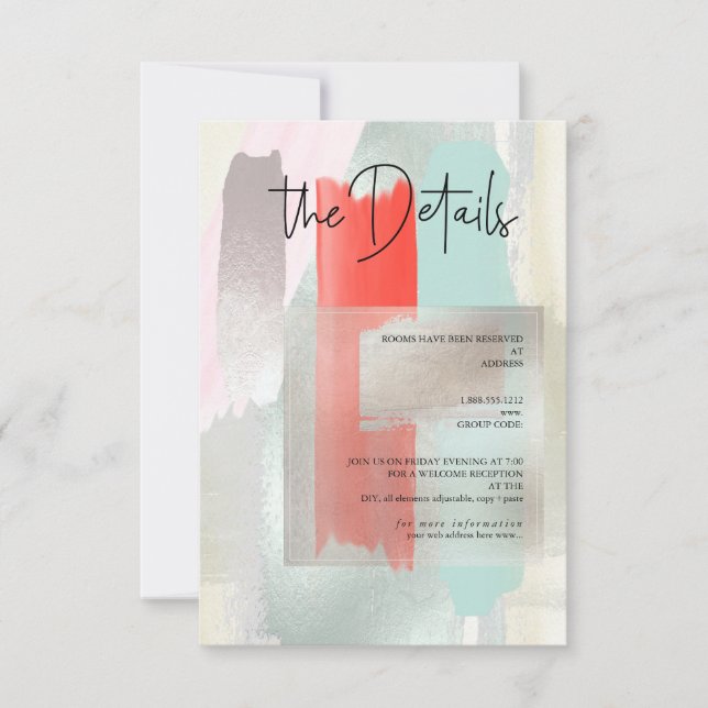PixDezines Modern Watercolor Coral Details Cards (Front)