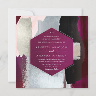 PixDezines Modern Watercolor Masala Red Grey Invitation