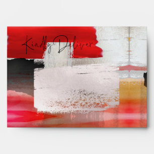 PixDezines Modern Watercolor Red Black Envelope