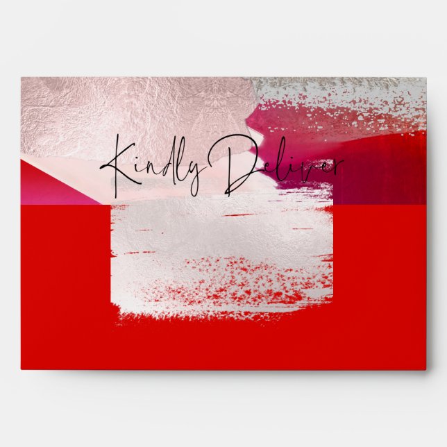 PixDezines Modern Watercolor Red Black Envelope (Front)