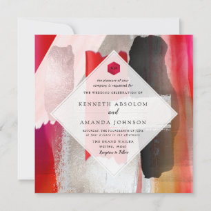 PixDezines Modern Watercolor Red Black Invitation