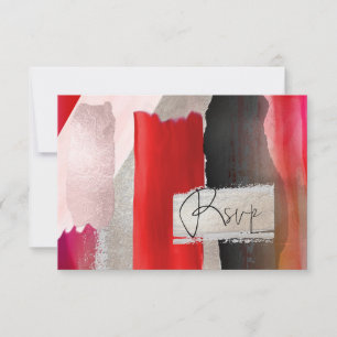 PixDezines Modern Watercolor Red Black RSVP Card