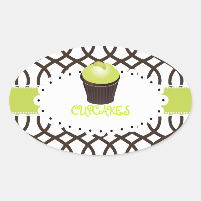 PixDezines monaco trellis+cupcake/DIY colour Oval Sticker (Front)
