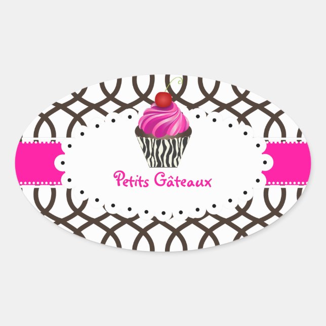 PixDezines monaco trellis+cupcake/DIY colour Oval Sticker (Front)