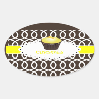 PixDezines monaco trellis+cupcake/DIY colour Oval Sticker
