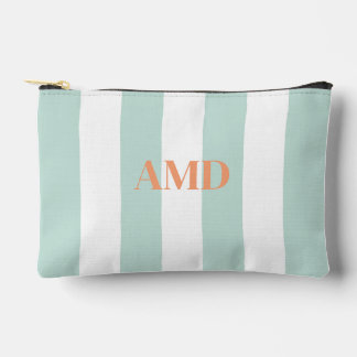 PixDezines Monogram Cabana Stripe Mint Green Accessory Pouch