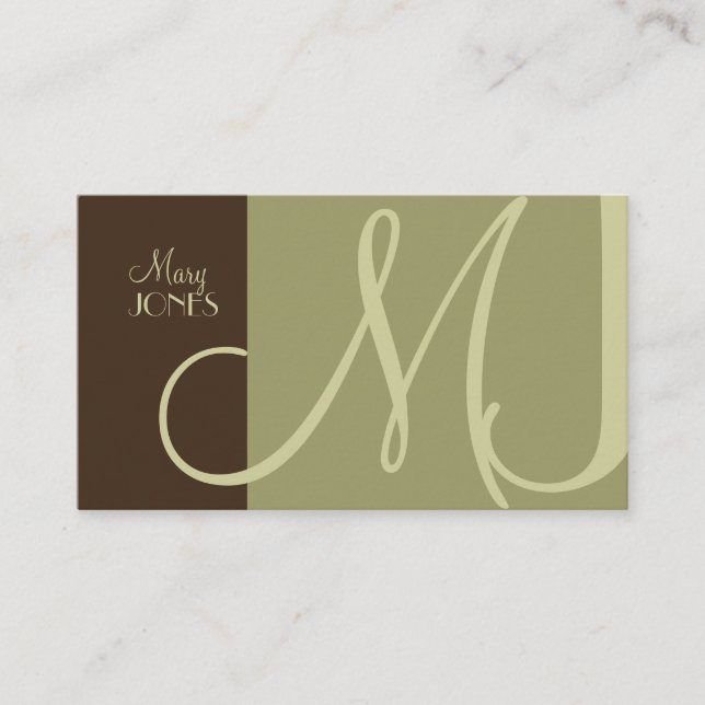 PixDezines MONOGRAM En Retro/DIY Colours Business Card (Front)