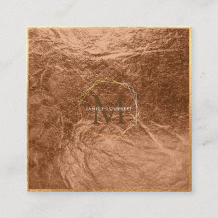 PixDezines MONOGRAM/FAUX COPPER HONEYCOMB Square Business Card