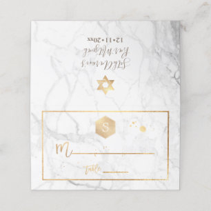 PixDezines Monogram Faux Gold Honeycomb+Marble Place Card