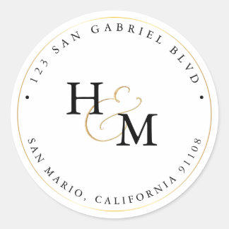 PixDezines Monogram Faux Gold Script Ampersand   C Classic Round Sticker