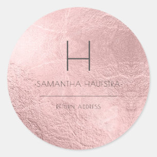 PixDezines Monogram Faux Rose Gold Foil Classic Round Sticker