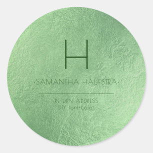 PixDezines Monogram Iridescent Emerald Green Classic Round Sticker