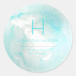 PixDezines Monogram Platinum+Aqua Classic Round Sticker