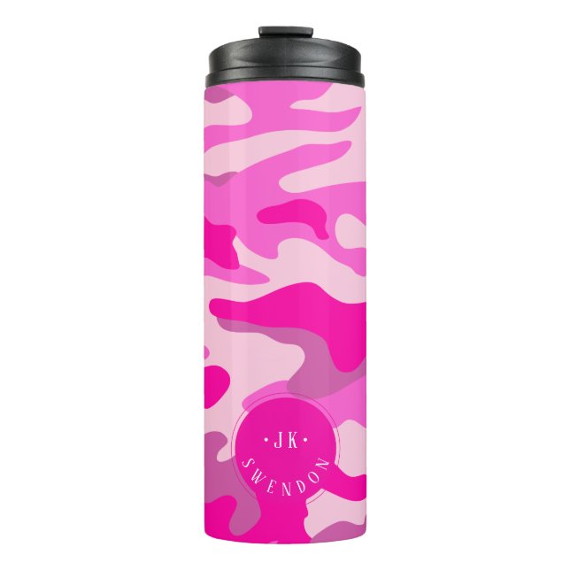 PixDezines Monogram Sassy Pink Camouflage Thermal Tumbler (Front)
