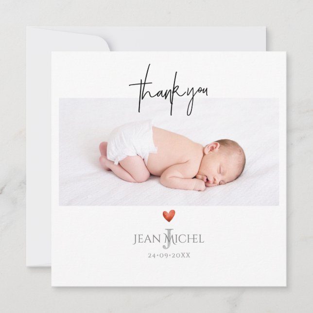 PixDezines Monogram Thank You+Heart Invitation (Front)