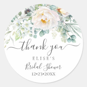 PixDezines Monogram Watercolor Peonies Anemone Classic Round Sticker