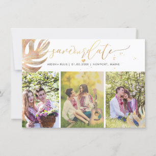 PixDezines Monstera Faux Metallic Save the Date