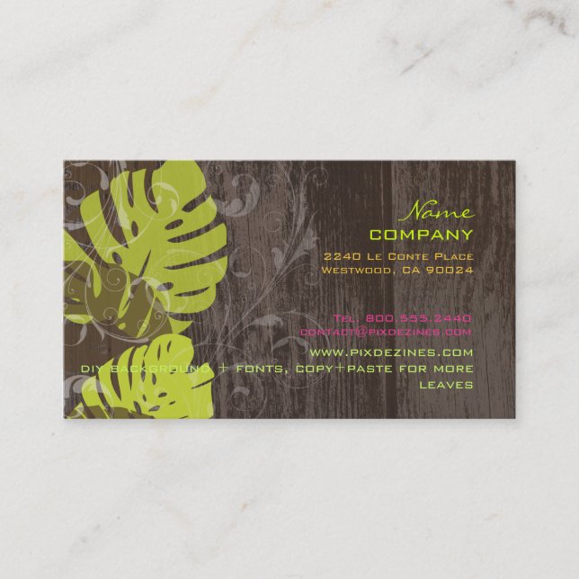PixDezines monstera leaves/diy background colours Business Card (Front)
