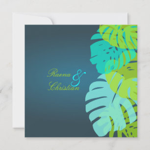 PixDezines Monstera Leaves/teal/aqua/lime Invitation