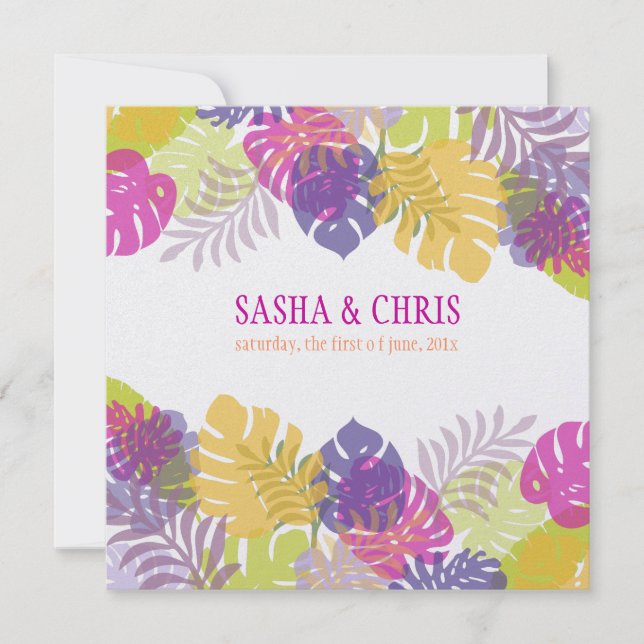 PixDezines Monstera, Tropical Foliage/diy colours Invitation (Front)