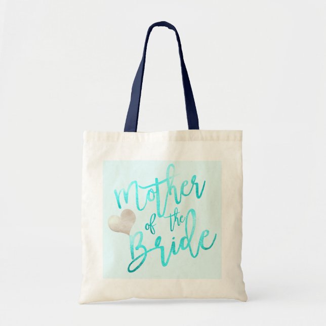 PixDezines Mother of Bride/Faux Foil/Blue/Script Tote Bag (Front)