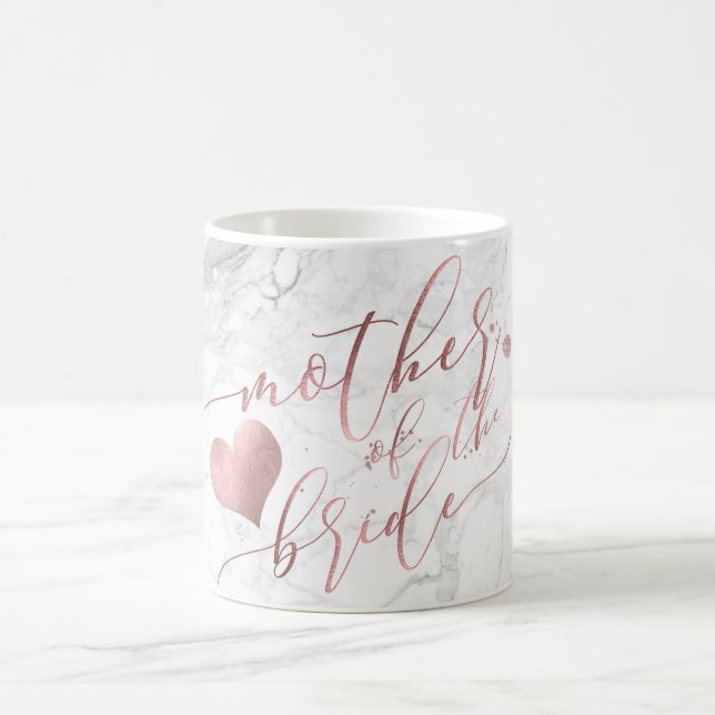 PixDezines Mother of Bride/Faux Rose Gold Script Coffee Mug (Center)