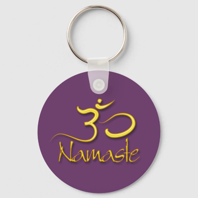 PixDezines namaste+om/diy background colour! Key Ring (Front)