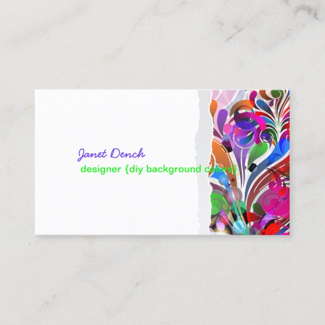 PixDezines neon retro swirls/diy background colour Business Card (Front)