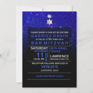 PixDezines Night Sky/Blue/typography/bar mitzvah Invitation