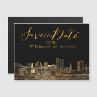 PixDezines NYC Sketched Cityscape Magnetic Invitation
