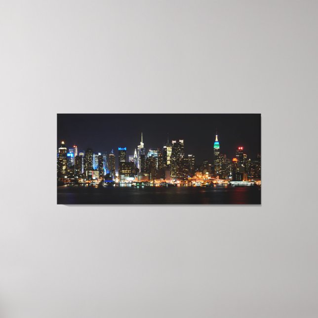 PixDezines NYC Skyline/Manhattan/Night Lights Canvas Print (Front)