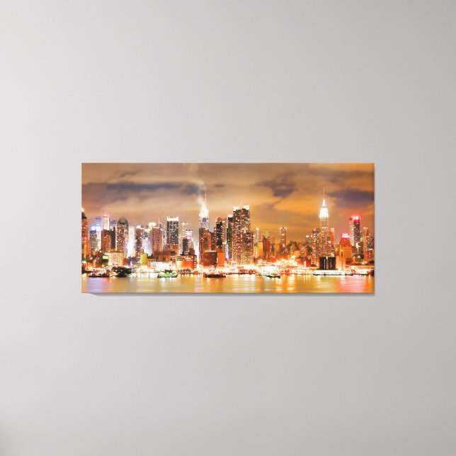 PixDezines NYC Skyline/Manhattan/Night Lights Canvas Print (Front)