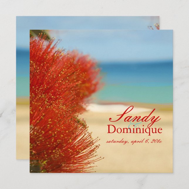 PixDezines Ohia/beach/tropical wedding Invitation (Front/Back)