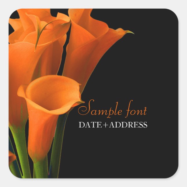PixDezines orange calla/diy background colour Square Sticker (Front)