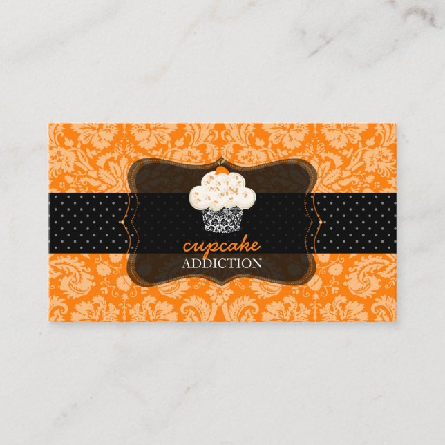 PixDezines orange chocolate cupcake/pâtisserie/diy Business Card (Front)