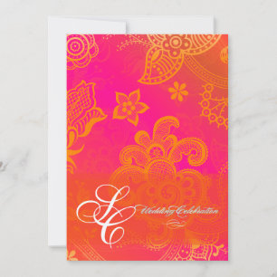 PixDezines orange floral lace Invitation