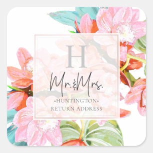 PixDezines Orchid Isle, Blush Orchid Aqua Ti Square Sticker