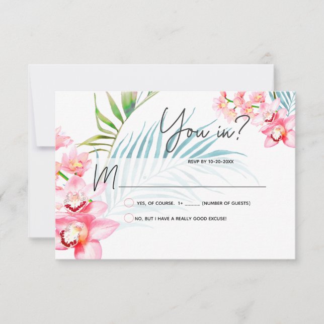 PixDezines Orchid Isle RSVP Card (Front)