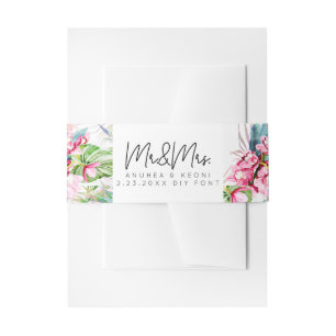 PixDezines Orchid Isle, Tropical Flowers Invitation Belly Band