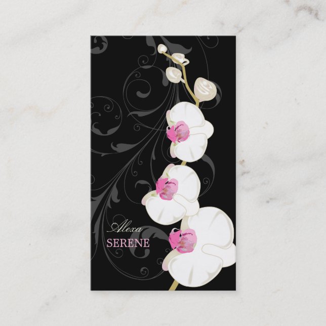 PixDezines orchid+swirls/diy colours Business Card (Front)