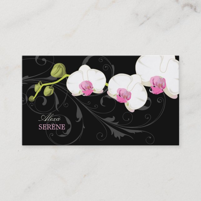 PixDezines orchid+swirls/diy colours Business Card (Front)