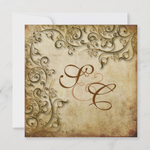 PixDezines ORNAMENTAL RUSTIC GOLD SWIRLS/LUXEpaper Invitation