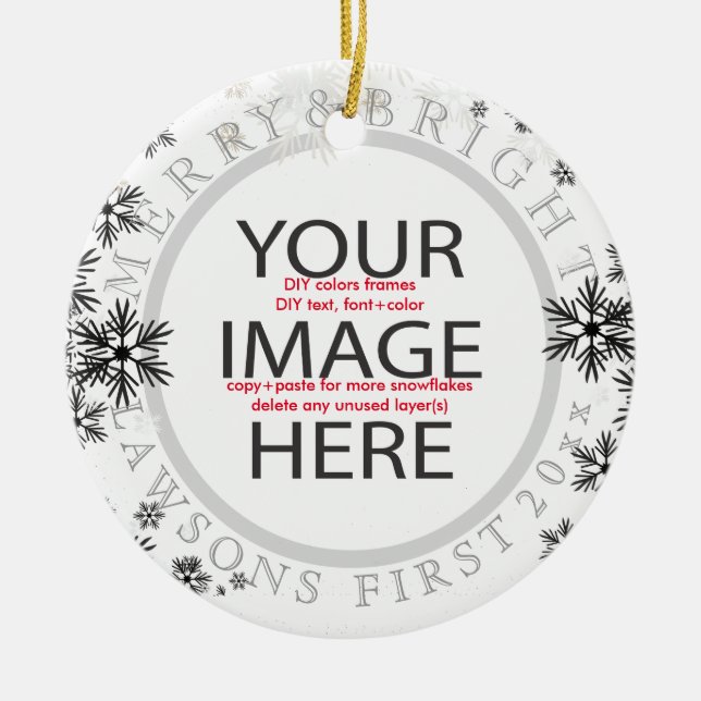 PixDezines our first christmas/DIY colours Ceramic Tree Decoration (Front)