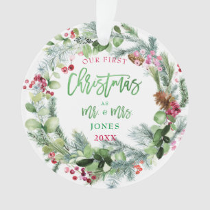 PixDezines Our First Christmas Married Photo Ornam Ornament
