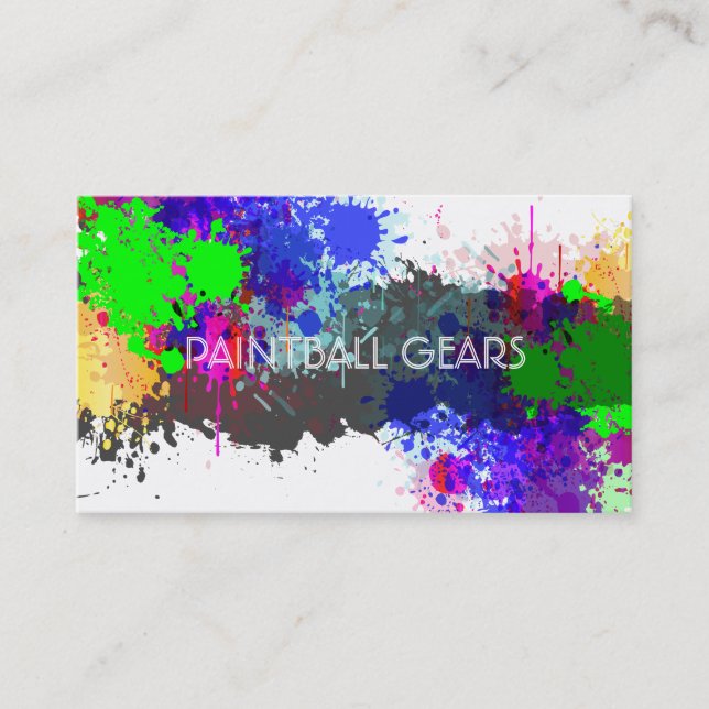 PixDezines paint splatters/ball/faux silver Business Card (Front)