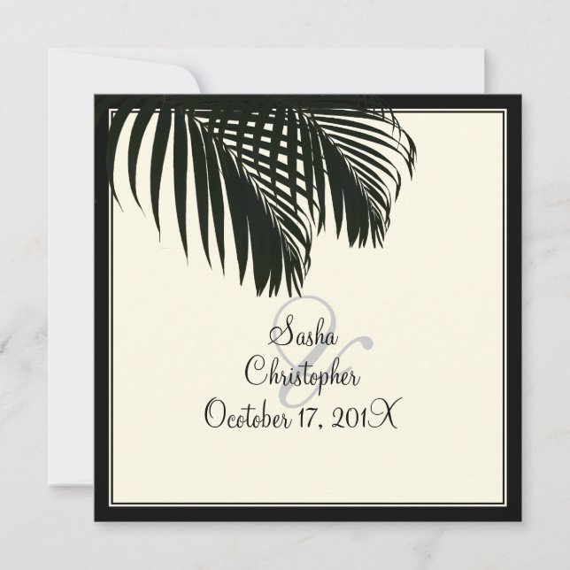 PixDezines Palm Fronds, Beach Wedding/diy colour Invitation (Front)