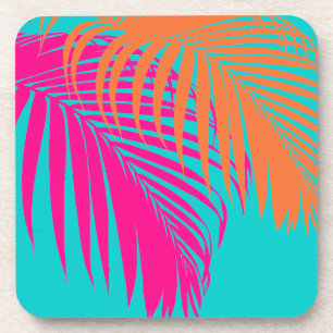 PixDezines palm fronds/DIY background colour Coaster